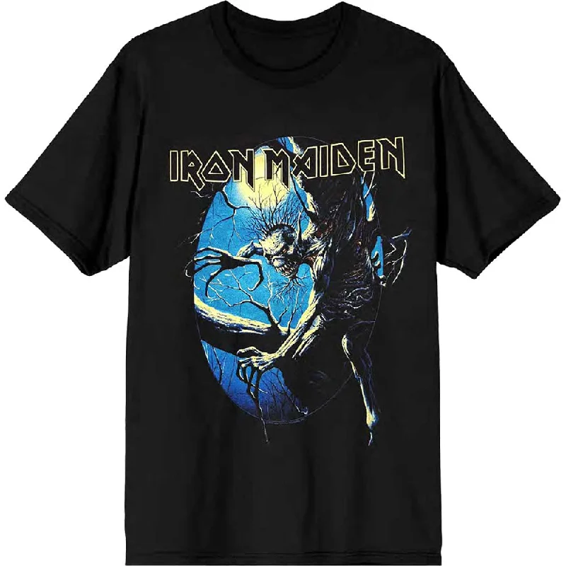 Iron Maiden | Official Band T-shirt | Fear of the Dark Oval Eddie Moon (Back Print) Houndstooth Herringbone Solid