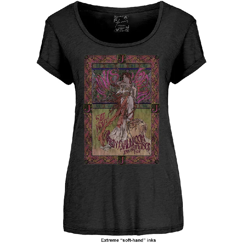 Janis Joplin Ladies T-Shirt: Avalon Ballroom '67 (Soft Hand Inks) Welt Pockets Slit Pockets Flap Pockets