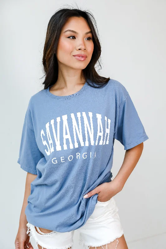 Light Blue Savannah Georgia Tee Embroidered Appliqued Beaded