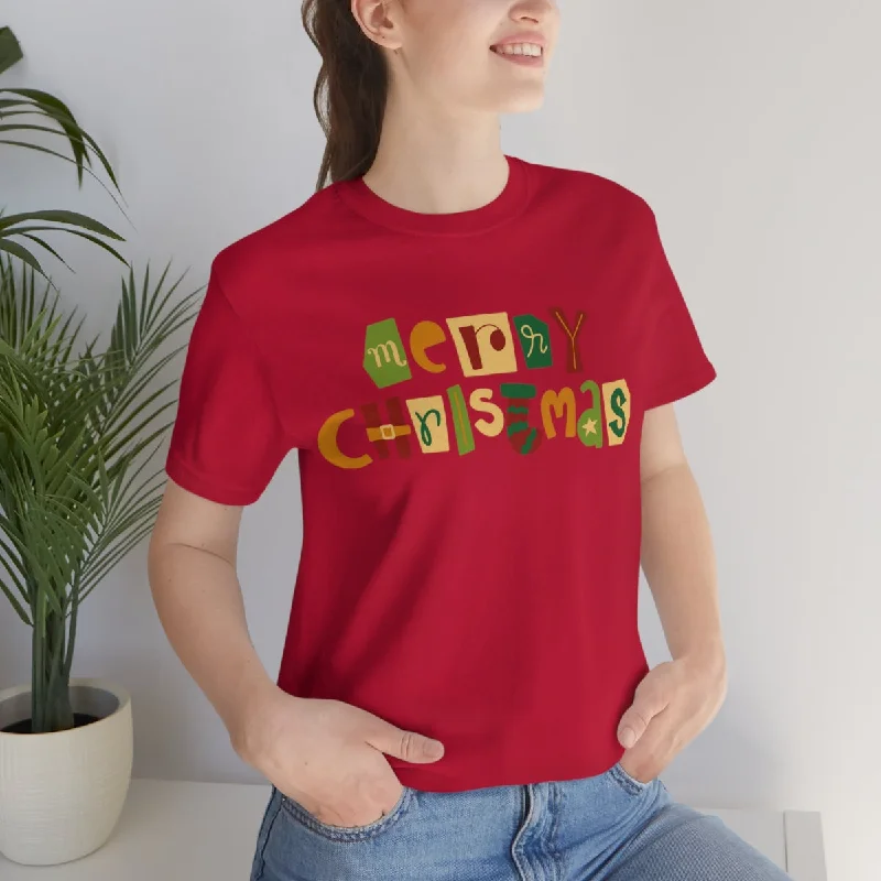 Merry Christmas Tshirt | Gifts for Her | BFF Gift | Women's T-shirt | Women Tshirt | Women Shirt | Embroidered Appliqued Beaded