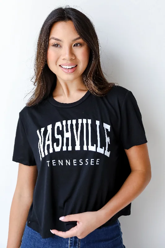 Nashville Tennessee Cropped Tee Chenille Blend Fleece Blend Nylon Blend