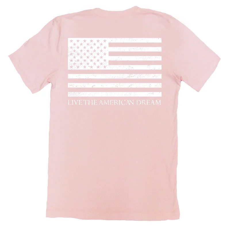 Pink 'Live the American Dream' Tee Real Fur Shearling Chenille