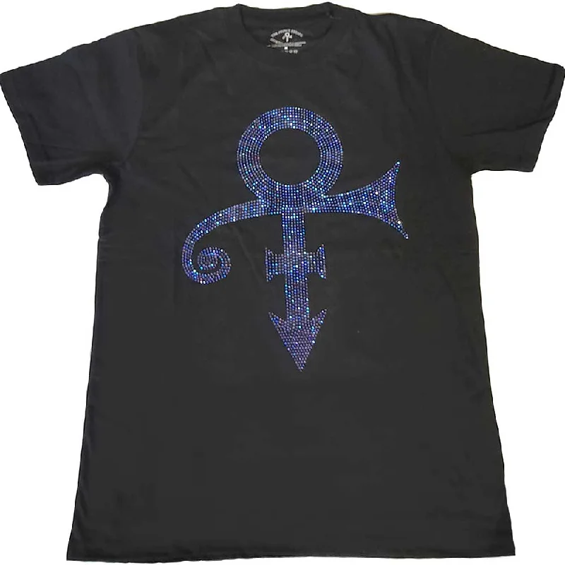 Prince | Official Band T-shirt | Purple Symbol (Diamante) Solid Print Embellished