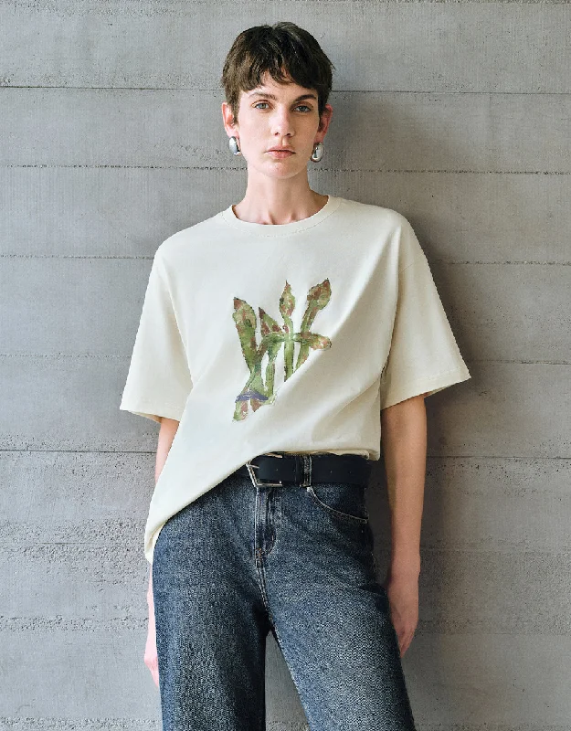 Printted Crew Neck Straight T-Shirt Oversized T-Shirt Spandex breathable
