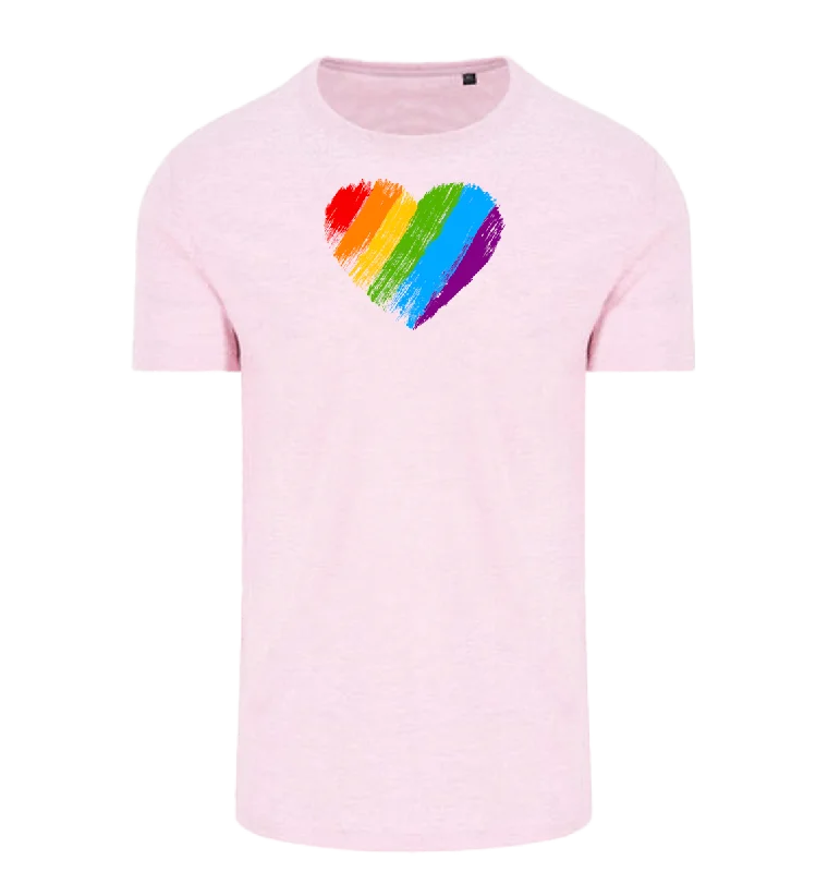 Rainbow Heart T-Shirt Front Pockets Side Pockets Patch Pockets