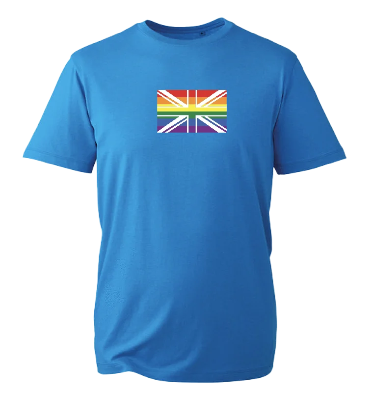 Rainbow Union Jack T-Shirt Notch Collar Peter Pan Collar Cowl Neck