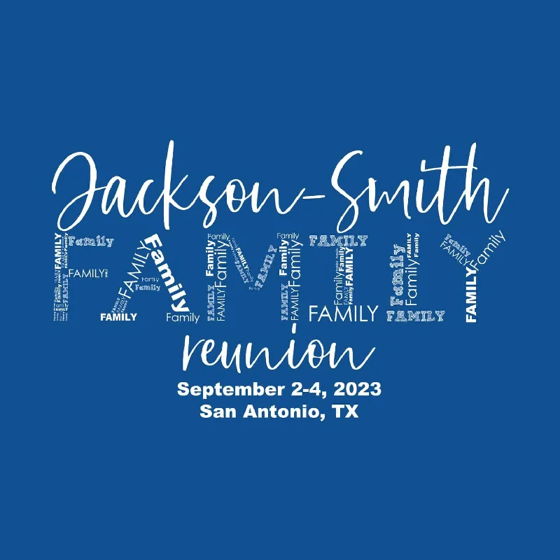 Text Font Family Reunion T-Shirt Design R1-63 Layered Multi-layer Single Layer