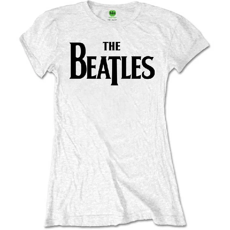 The Beatles Ladies T-Shirt: Drop T Logo Ribbed Striped Patterned