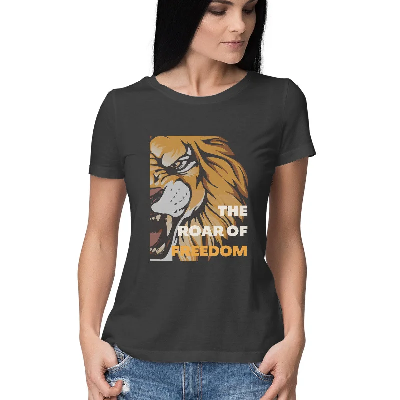 The Roar of Freedom - Ladies Tee Striped Floral Plaid