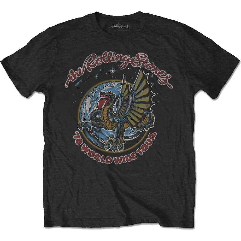 The Rolling Stones | Official Band T-Shirt | Dragon '78 (Back Print) Beaded Sequined Faux Fur