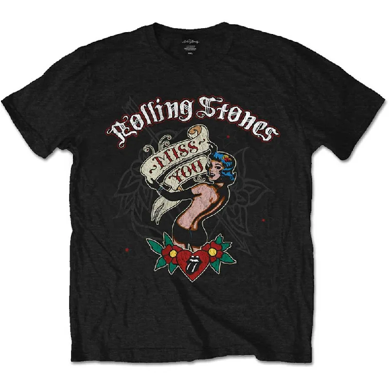 The Rolling Stones | Official Band T-Shirt | Miss You Print Jacquard Patchwork