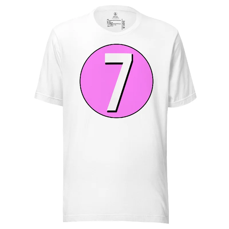 Unisex t-shirt: White on Pink 7 Collared Crew Neck Turtle Neck