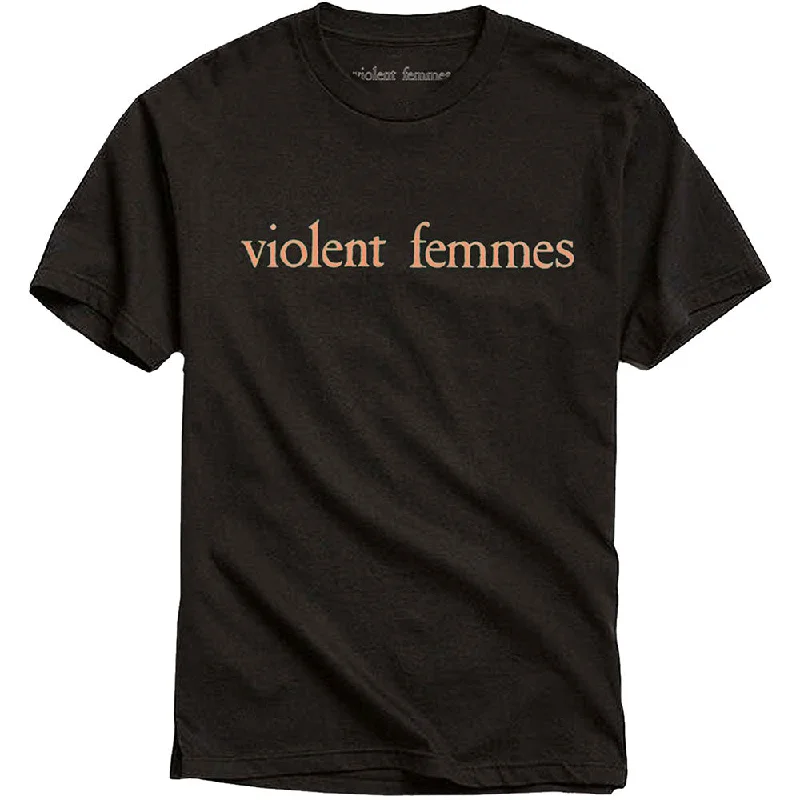 Violent Femmes | Official Band T-Shirt | Salmon Pink Vintage Logo Solid Color Striped Floral