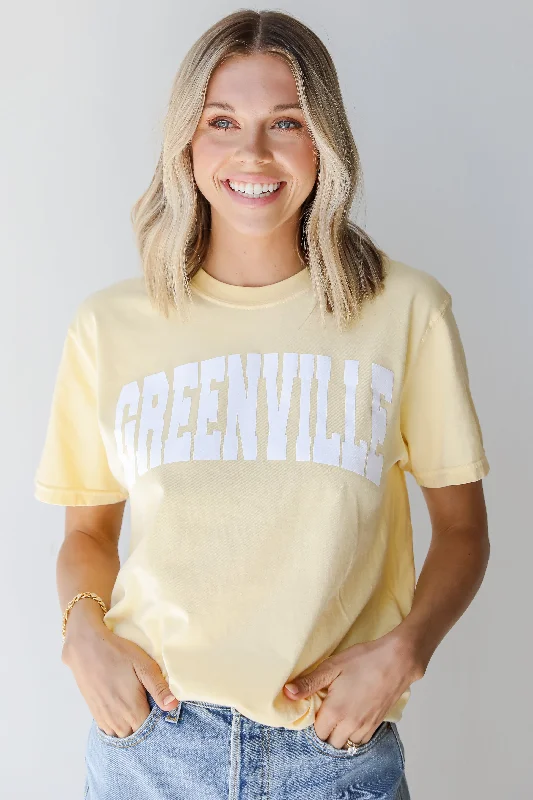 Yellow Greenville Tee Sequined Glittery Shiny