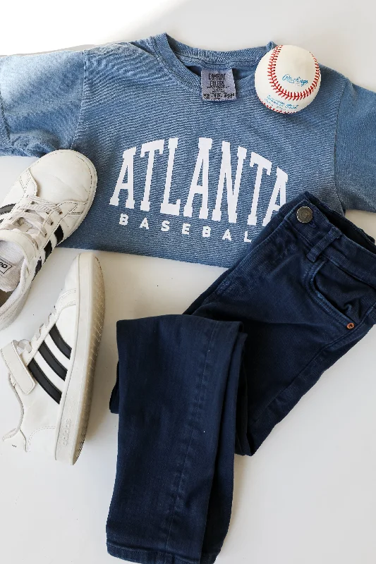 Youth Denim Atlanta Baseball Tee Spandex Blend Rayon Blend Denim Blend