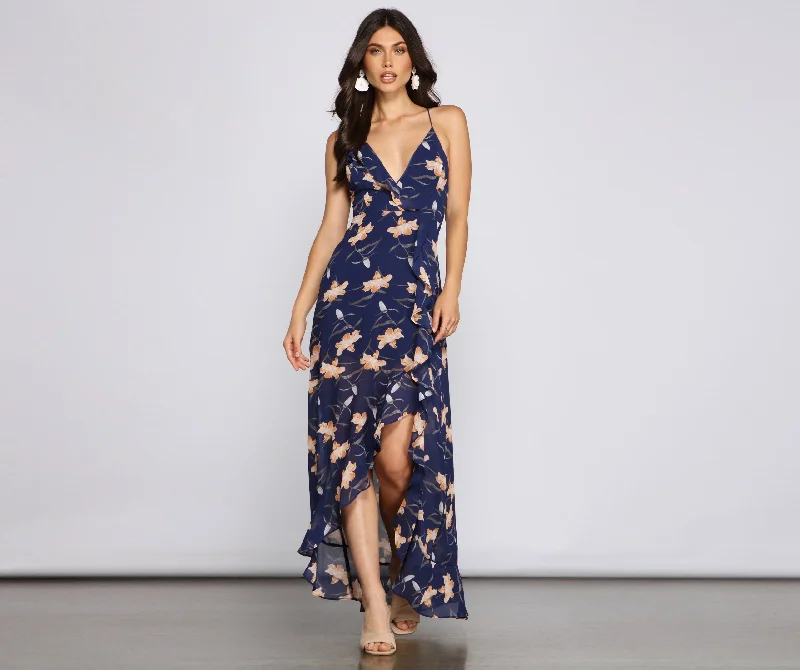 Free-spirited Floral Beauty Sleeveless Maxi Dress Comfortable Flowy Maxi Dress