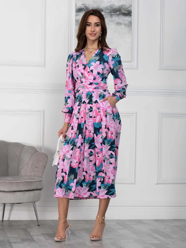 Jolie Moi Allyn Long Sleeved Maxi Dress, Floral Multi Chic Sleeveless Maxi Dress