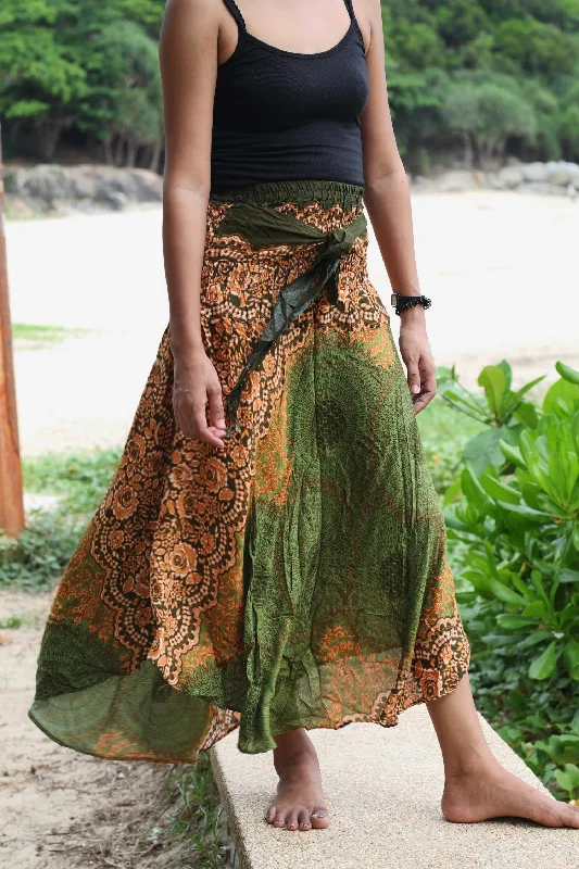 Mandala Maxi Dresses Women Skirt Beach Long Skirt Gypsy Chic Button-Up Maxi Dress