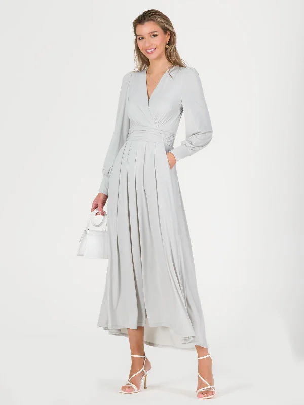 Rashelle Jersey Long Sleeve Maxi Dress, Pearl Cozy Longline Maxi Dress