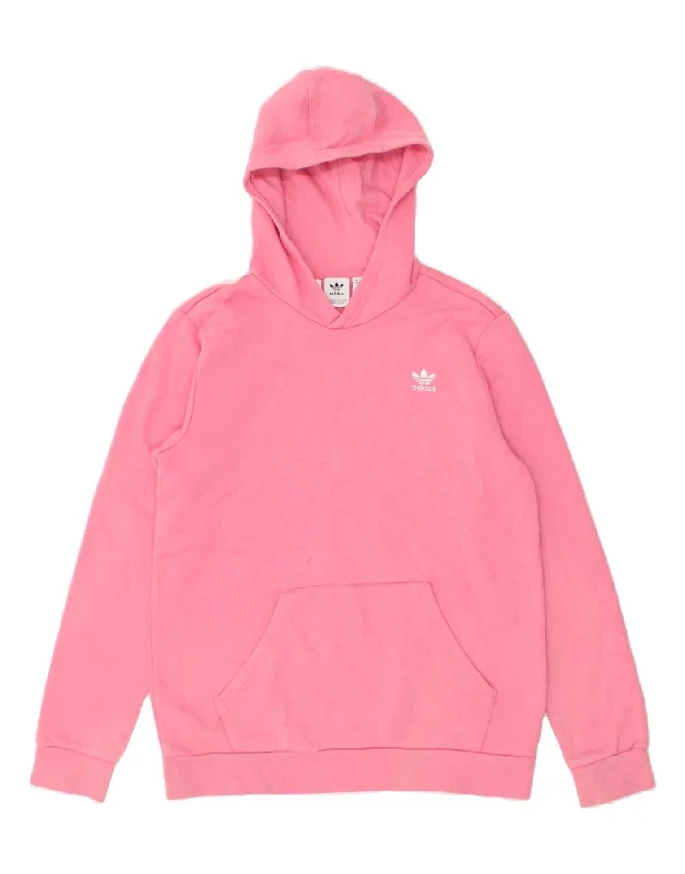 ADIDAS Girls Hoodie Jumper 15-16 Years Pink Cotton Hoodie with High Neck Warm Protective