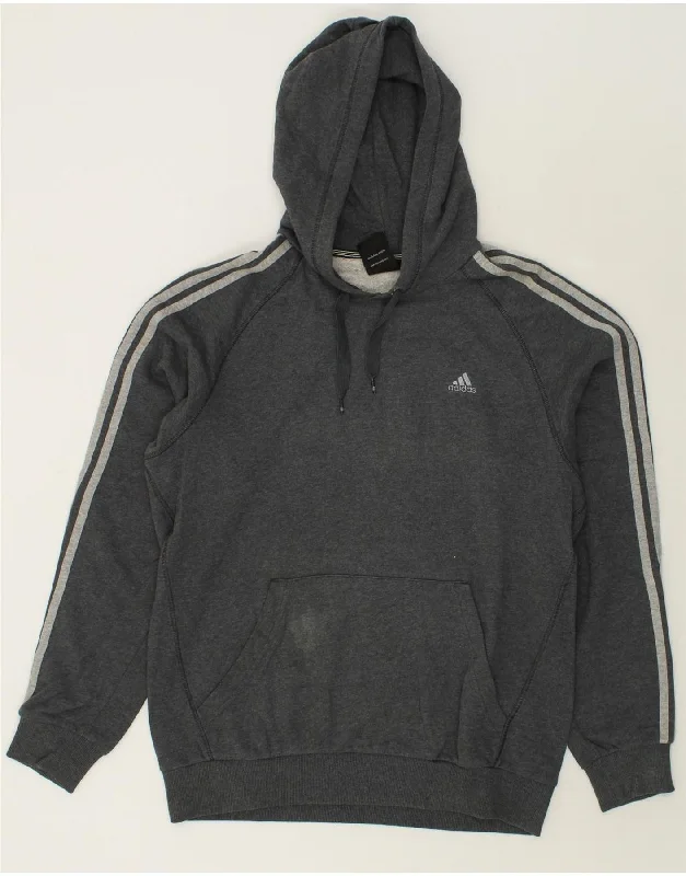 ADIDAS Mens Hoodie Jumper Large Grey Cotton Hoodie with Belted Waist Structured Tailored