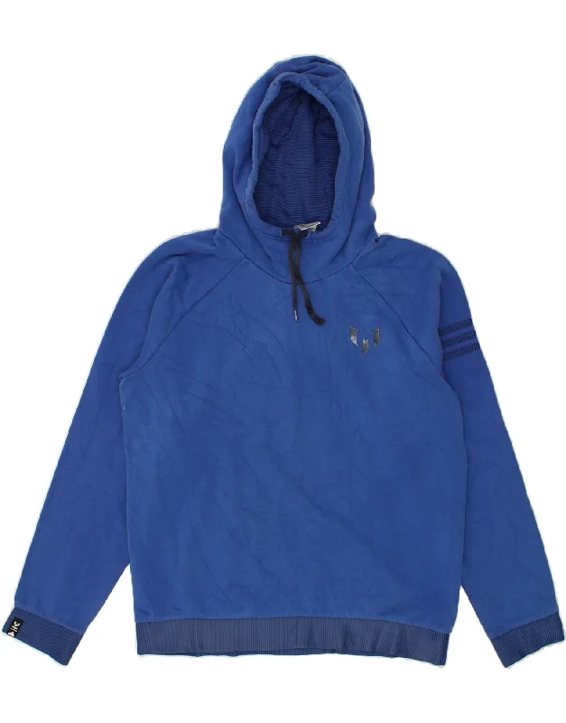 ADIDAS Mens Hoodie Jumper Medium Blue Cotton Hoodie with Pocket Utility Practical