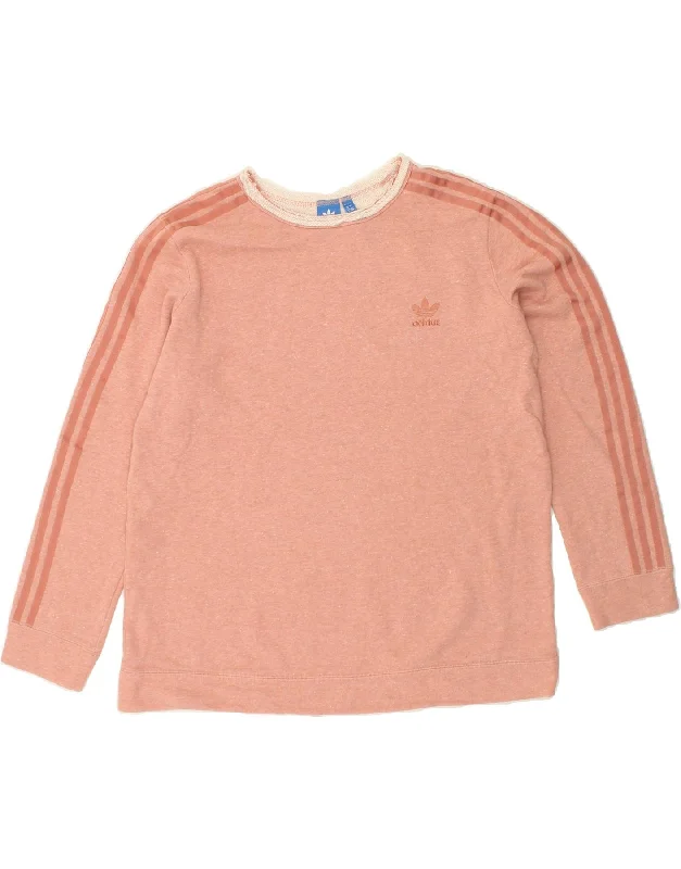 ADIDAS Womens Sweatshirt Jumper UK 20 2XL Orange Cotton Hoodie with Ribbed Hem Stretchable Secure