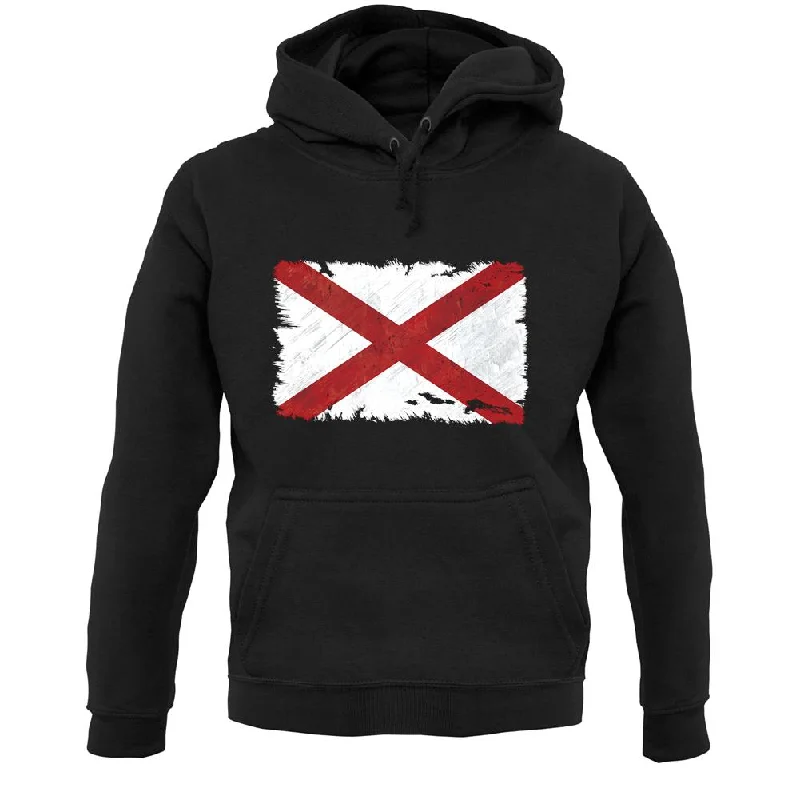 Alabama Grunge Style Flag Unisex Hoodie Hoodie with Tied Waist Feminine Flattering