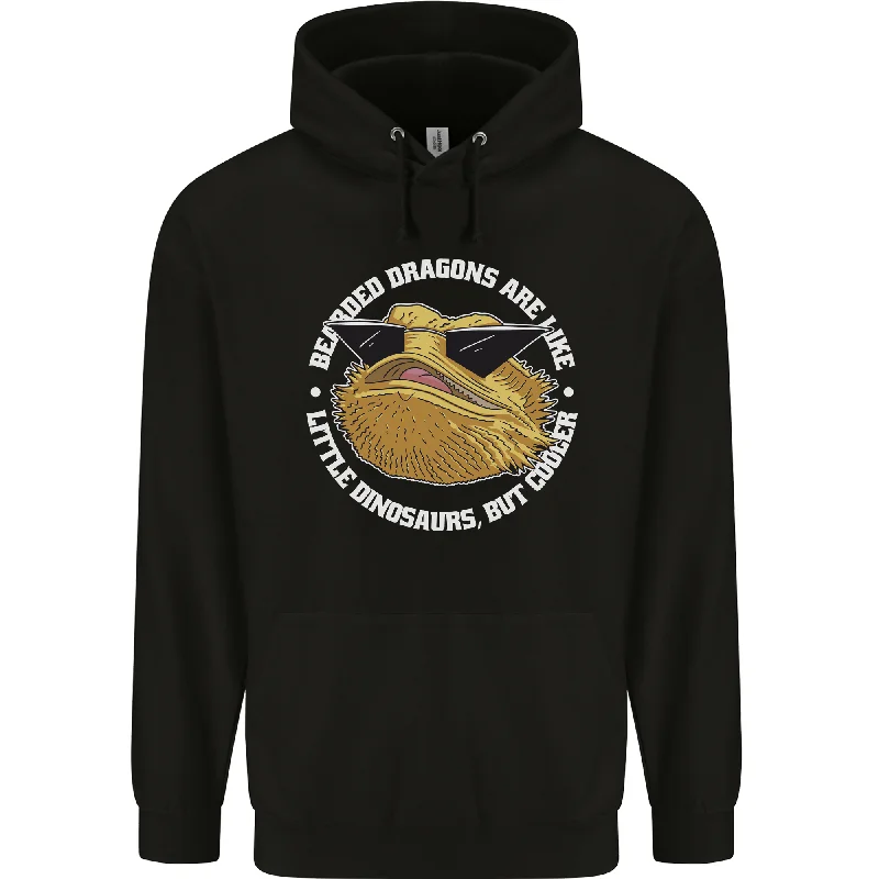 Bearded Dragons Like Little Dinosaurs Mens 80% Cotton Hoodie Hoodie with Raw Hem Edgy Unfinished