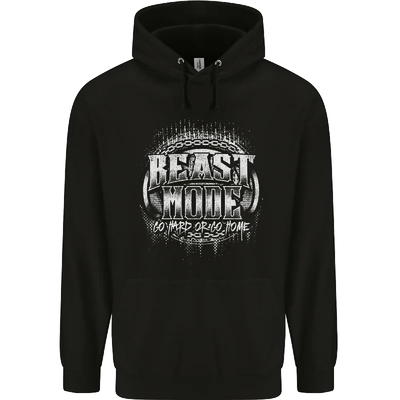 Beast Mode Go Hard Gym Training Top MMA Mens 80% Cotton Hoodie Hoodie with Batwing Sleeves Loose Dramatic