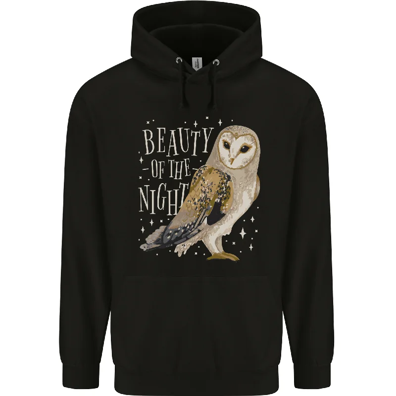 Beauty of the Night Owl Birds of Prey Mens 80% Cotton Hoodie Hoodie with Crew Neck Simple Timeless