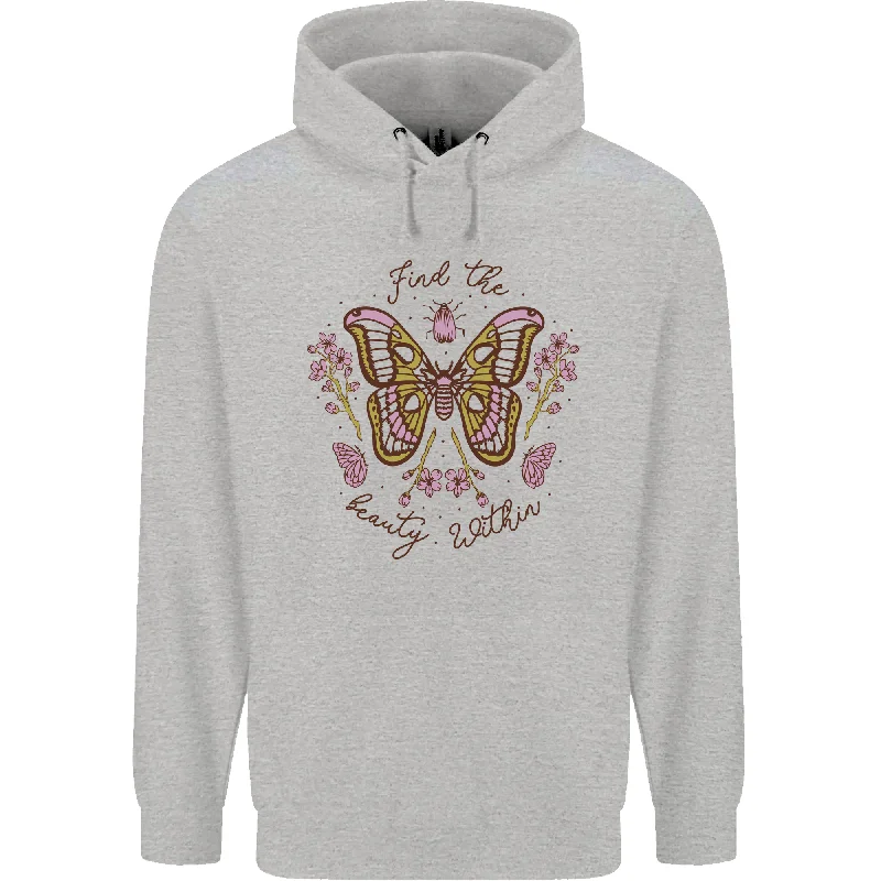 Beauty Within Butterfly Butterflies Mens 80% Cotton Hoodie Hoodie with Elastic Waist Stretchable Comfortable