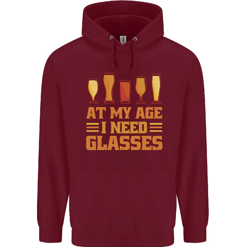 Beer Glasses Funny Alcohol Old Age Mens 80% Cotton Hoodie Hoodie with Earth Tones Natural Calm