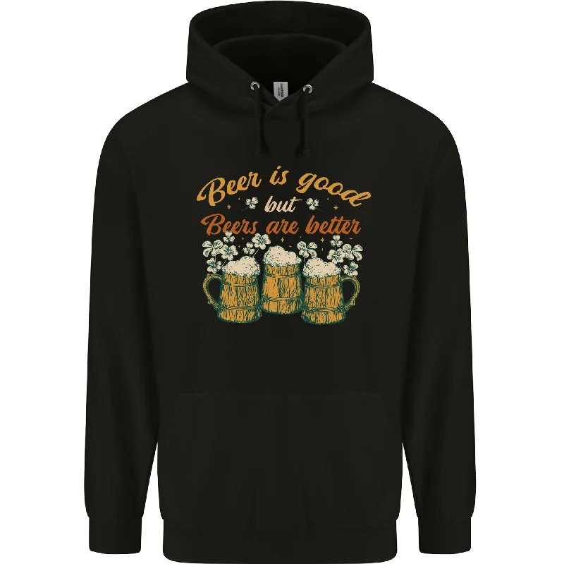 Beer is Good Beers are Better Funny Alcohol Mens 80% Cotton Hoodie Hoodie with Rolled Sleeves Casual Relaxed