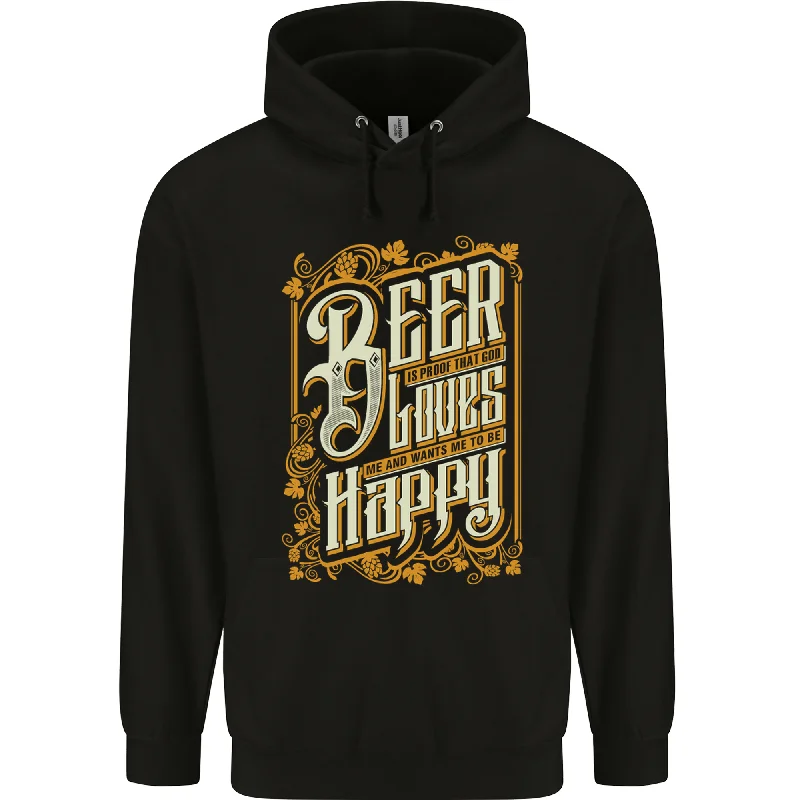 Beer Is Proof That God Loves Funny Alcohol Mens 80% Cotton Hoodie Hoodie with Full-Zip Functional Layering