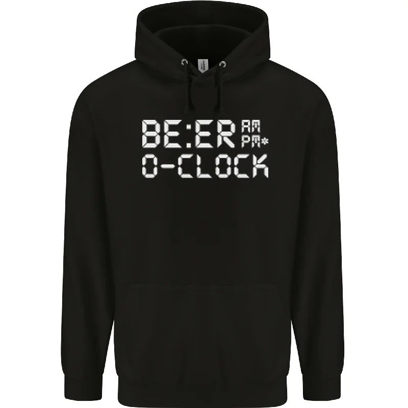 Beer OClock Funny Alcohol Drunk Humour Mens 80% Cotton Hoodie Hoodie with Mesh Breathable Sporty