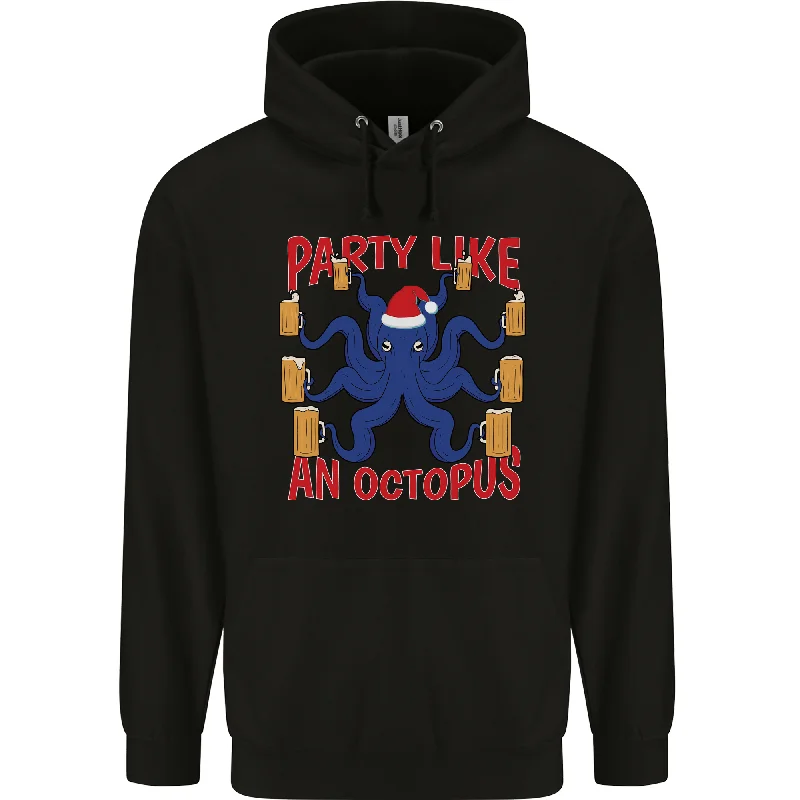 Beer Party Octopus Christmas Scuba Diving Mens 80% Cotton Hoodie Hoodie with Double Zipper Versatile Adjustable