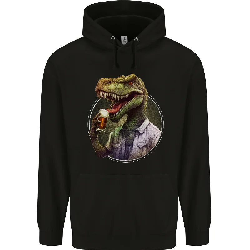 BeerRex Funny Beer T-Rex Dinosaur Alcohol Mens 80% Cotton Hoodie Hoodie with Earth Tones Natural Calm