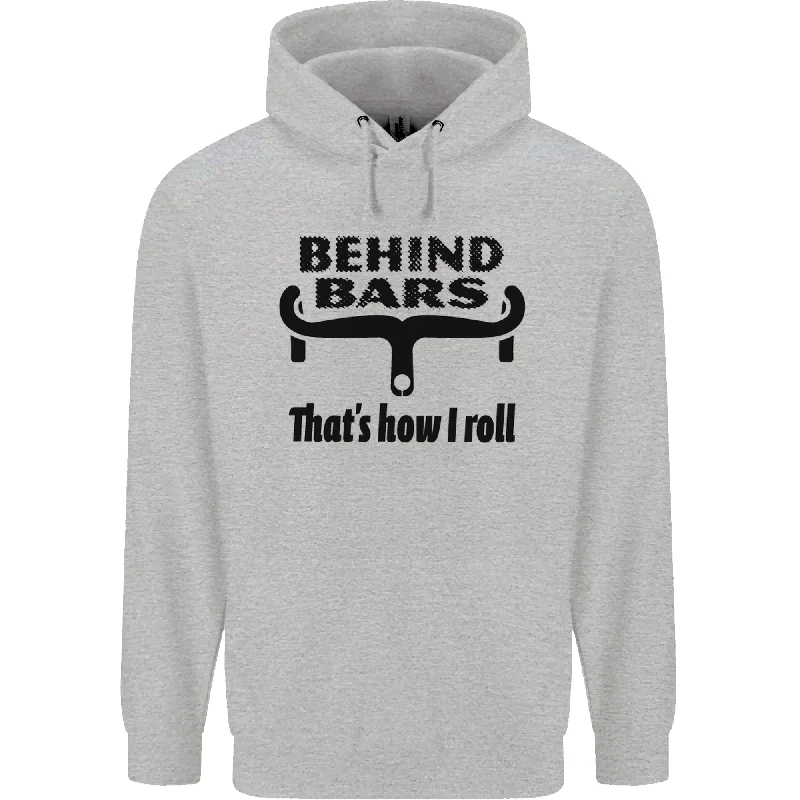 Behind Bars Thats How I Roll Cycling Mens 80% Cotton Hoodie Hoodie with Exposed Zipper Edgy Industrial