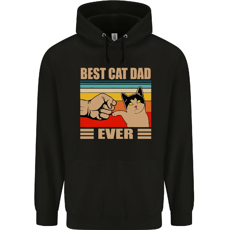 Best Cat Dad Ever Funny Father's Day Mens 80% Cotton Hoodie Hoodie Dress Longline Feminine