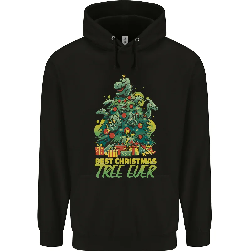 Best Christmas Tree Ever T-Rex Xmas Dinosaur Mens 80% Cotton Hoodie Hoodie with Hem Detail Decorative Unique