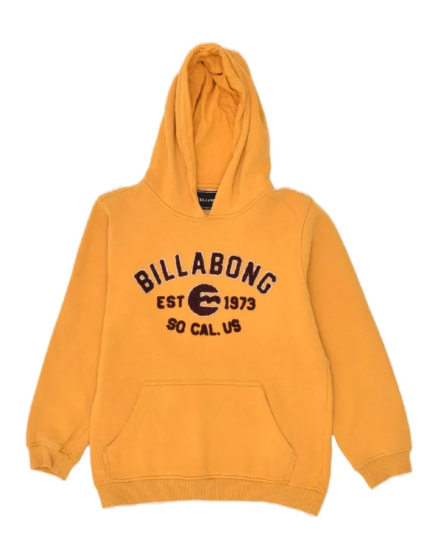 BILLABONG Boys Graphic Hoodie Jumper 11-12 Years Yellow Cotton Hoodie with Ribbed Neckline Snug Warm