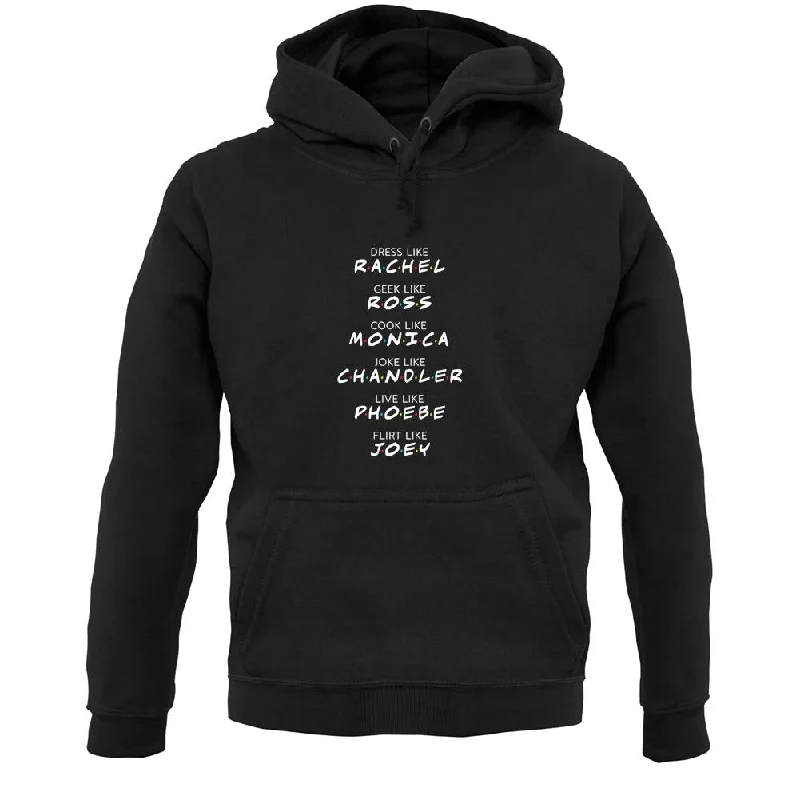 Friends Cast Unisex Hoodie Hoodie with Hidden Zipper Minimalist Clean