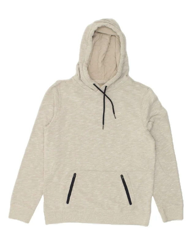 HOLLISTER Mens Hoodie Jumper Medium Beige Flecked Cotton Hoodie with Full-Zip Functional Layering