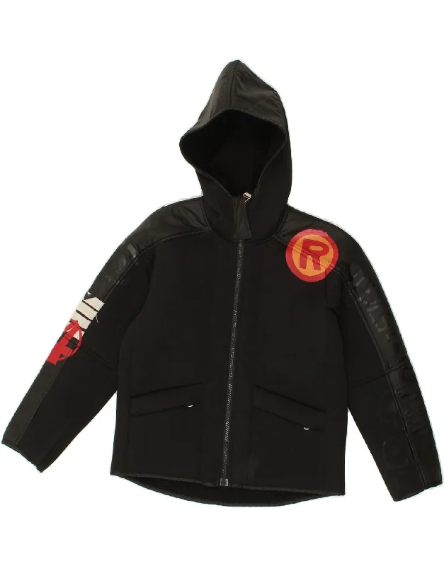 REPLAY AND SONS Boys Graphic Zip Hoodie Sweater 10-11 Years Black Hoodie with Mock Neck Collared Structured