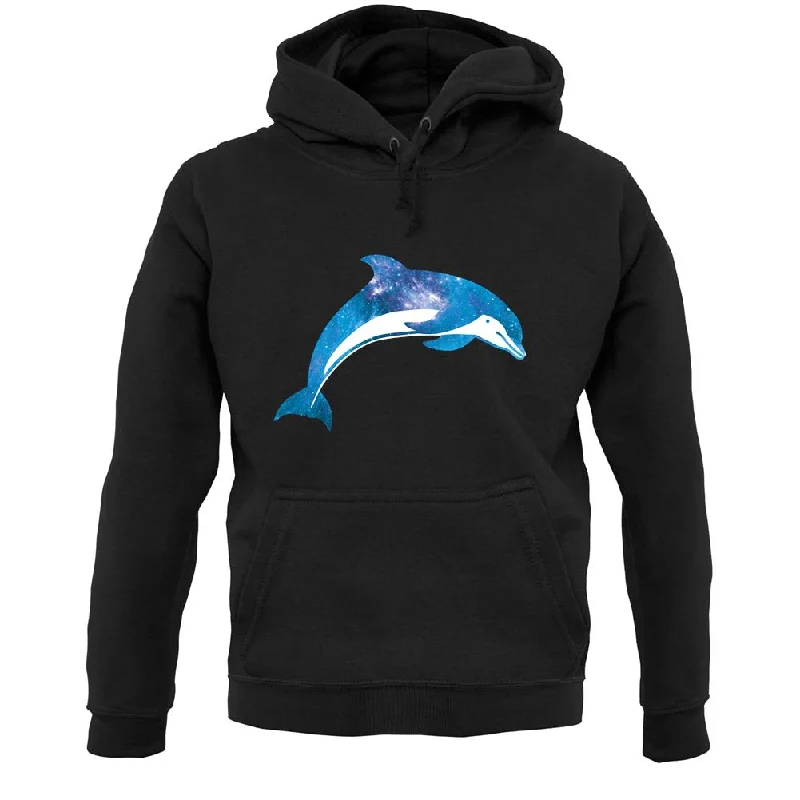 Space Animals - Dolphin Unisex Hoodie Hoodie with Hem Fringe Bohemian Relaxed