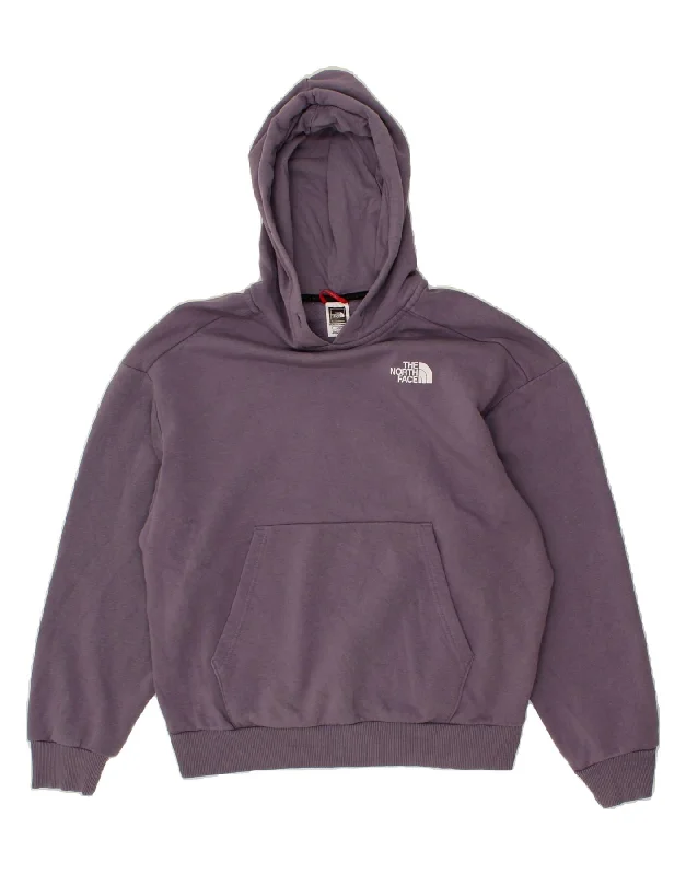 THE NORTH FACE Womens Oversized Graphic Hoodie Jumper UK 16 Large Purple Hoodie with Stripes Bold Sporty