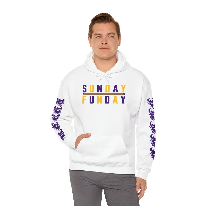 Unisex Heavy Blend™ Hooded Sweatshirt - Sunday FUNday + Game Day Helmet (Sleeves) Hoodie with Lining Warm Insulated