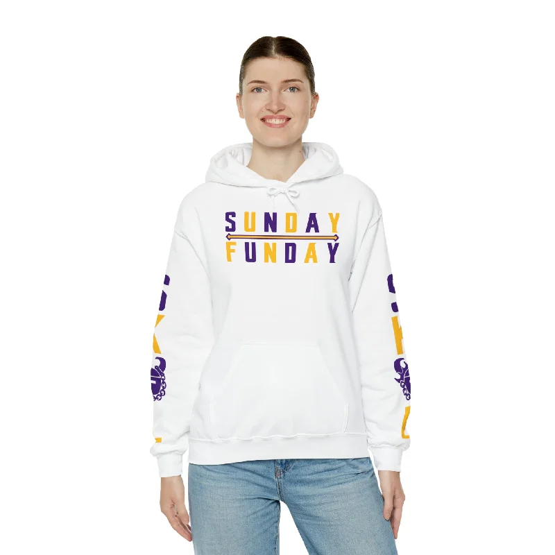 Unisex Heavy Blend™ Hooded Sweatshirt - Sunday FUNday + Original (Sleeves) Hoodie with Applique Textured Unique