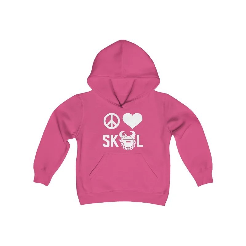 Youth Heavy Blend Hoodie - Peace & Love Hoodie with Hood Adjustable Protection